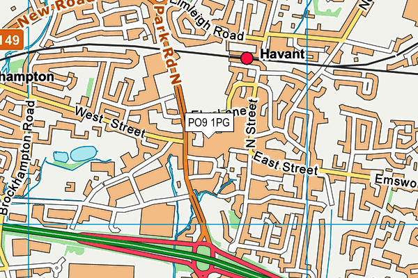 PO9 1PG map - OS VectorMap District (Ordnance Survey) PO9 1PG map - OS VectorMap District (Ordnance Survey)