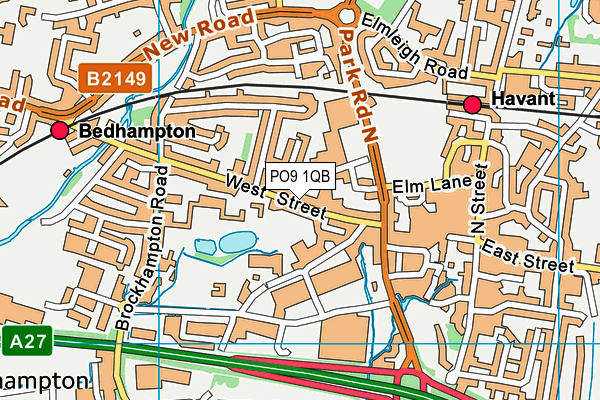 PO9 1QB map - OS VectorMap District (Ordnance Survey) PO9 1QB map - OS VectorMap District (Ordnance Survey)