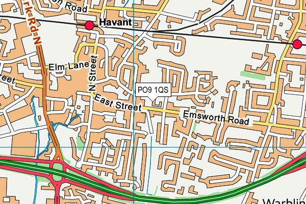 PO9 1QS map - OS VectorMap District (Ordnance Survey)
