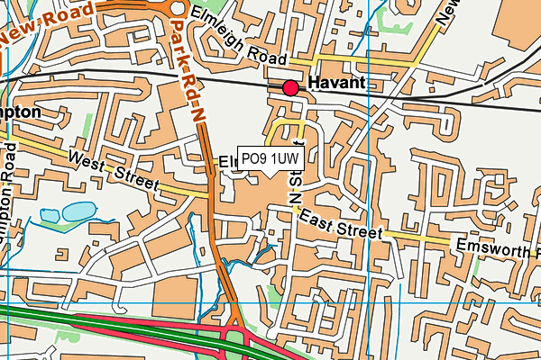 PO9 1UW map - OS VectorMap District (Ordnance Survey) PO9 1UW map - OS VectorMap District (Ordnance Survey)