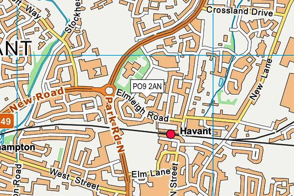 PO9 2AN map - OS VectorMap District (Ordnance Survey) PO9 2AN map - OS VectorMap District (Ordnance Survey)
