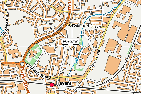 PO9 2AW map - OS VectorMap District (Ordnance Survey) PO9 2AW map - OS VectorMap District (Ordnance Survey)