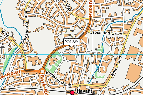 PO9 2AY map - OS VectorMap District (Ordnance Survey)