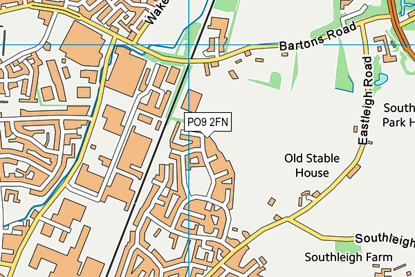 PO9 2FN map - OS VectorMap District (Ordnance Survey)