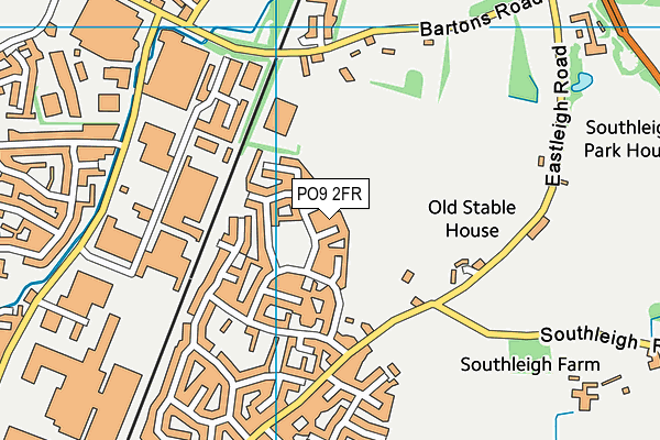 PO9 2FR map - OS VectorMap District (Ordnance Survey) PO9 2FR map - OS VectorMap District (Ordnance Survey)