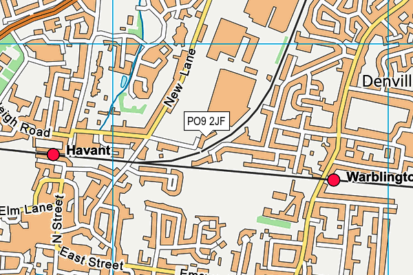 PO9 2JF map - OS VectorMap District (Ordnance Survey)