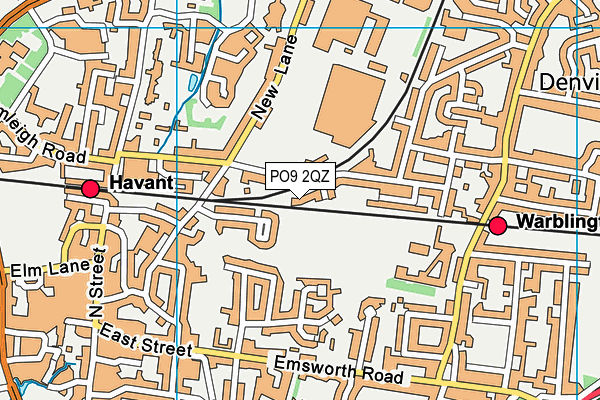 PO9 2QZ map - OS VectorMap District (Ordnance Survey) PO9 2QZ map - OS VectorMap District (Ordnance Survey)