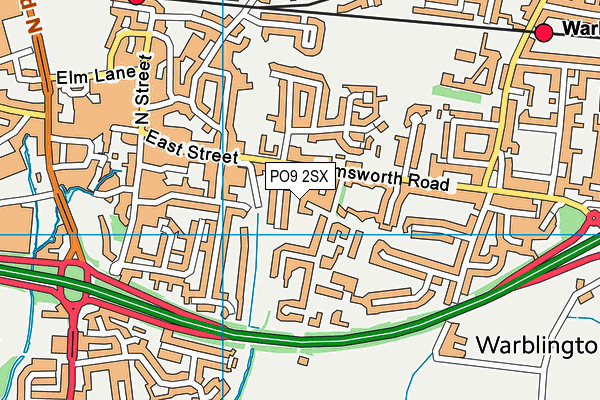 PO9 2SX map - OS VectorMap District (Ordnance Survey) PO9 2SX map - OS VectorMap District (Ordnance Survey)