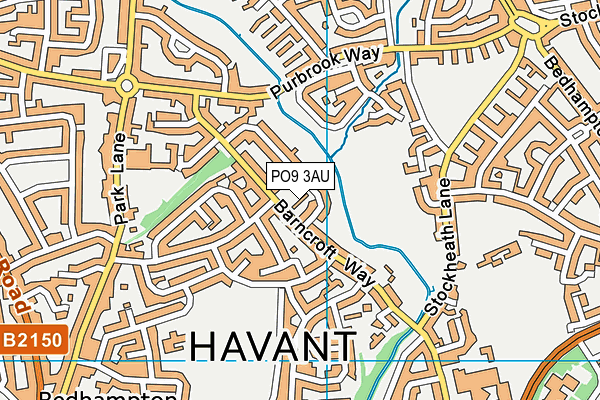 PO9 3AU map - OS VectorMap District (Ordnance Survey)