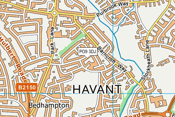PO9 3DJ map - OS VectorMap District (Ordnance Survey) PO9 3DJ map - OS VectorMap District (Ordnance Survey)