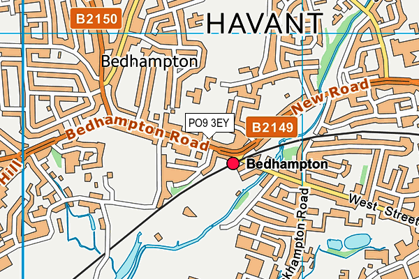 PO9 3EY map - OS VectorMap District (Ordnance Survey)