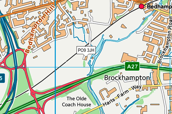 PO9 3JH map - OS VectorMap District (Ordnance Survey)