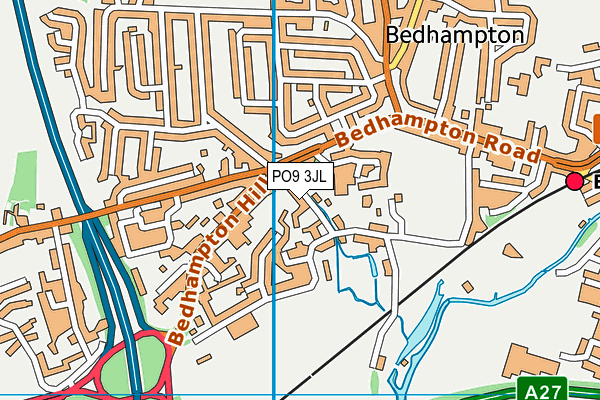 PO9 3JL map - OS VectorMap District (Ordnance Survey) PO9 3JL map - OS VectorMap District (Ordnance Survey)