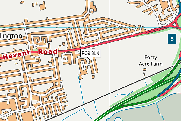 PO9 3LN map - OS VectorMap District (Ordnance Survey)