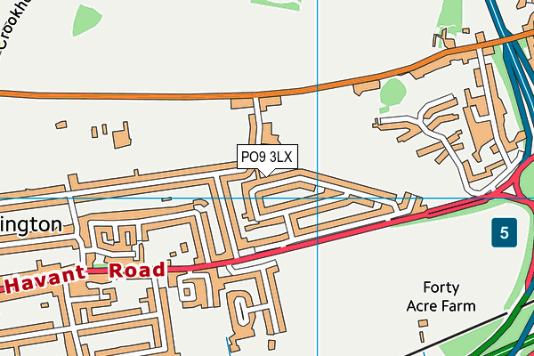 PO9 3LX map - OS VectorMap District (Ordnance Survey)