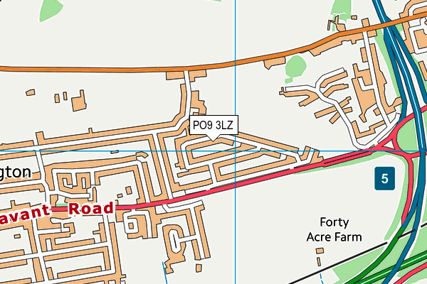 PO9 3LZ map - OS VectorMap District (Ordnance Survey) PO9 3LZ map - OS VectorMap District (Ordnance Survey)