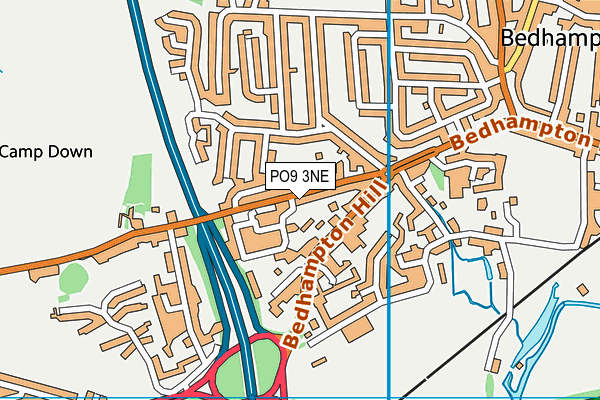 PO9 3NE map - OS VectorMap District (Ordnance Survey) PO9 3NE map - OS VectorMap District (Ordnance Survey)