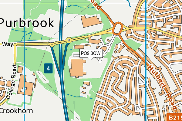 PO9 3QW map - OS VectorMap District (Ordnance Survey)