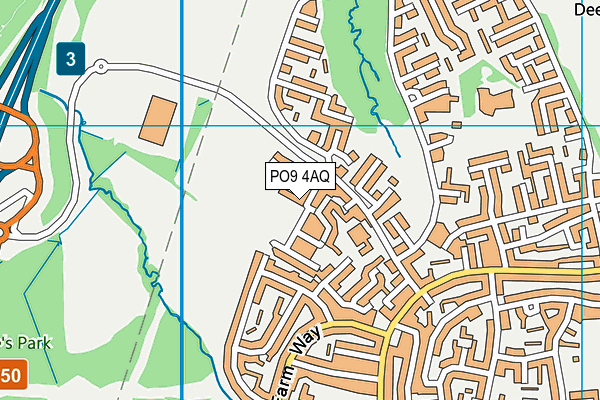 PO9 4AQ map - OS VectorMap District (Ordnance Survey) PO9 4AQ map - OS VectorMap District (Ordnance Survey)