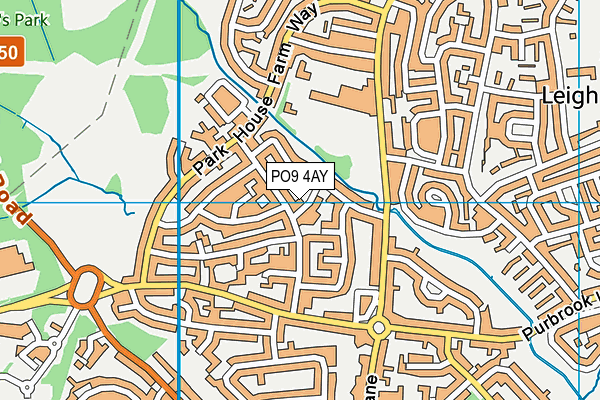 PO9 4AY map - OS VectorMap District (Ordnance Survey) PO9 4AY map - OS VectorMap District (Ordnance Survey)