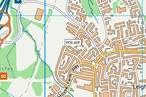PO9 4DF map - OS VectorMap District (Ordnance Survey) PO9 4DF map - OS VectorMap District (Ordnance Survey)