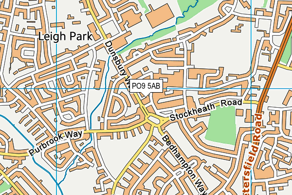 PO9 5AB map - OS VectorMap District (Ordnance Survey) PO9 5AB map - OS VectorMap District (Ordnance Survey)
