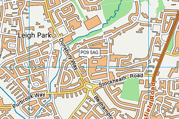 PO9 5AG map - OS VectorMap District (Ordnance Survey) PO9 5AG map - OS VectorMap District (Ordnance Survey)