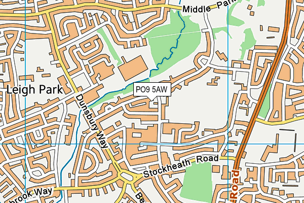 PO9 5AW map - OS VectorMap District (Ordnance Survey) PO9 5AW map - OS VectorMap District (Ordnance Survey)