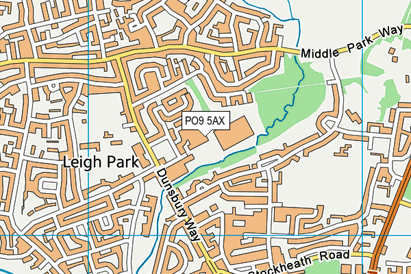 PO9 5AX map - OS VectorMap District (Ordnance Survey) PO9 5AX map - OS VectorMap District (Ordnance Survey)
