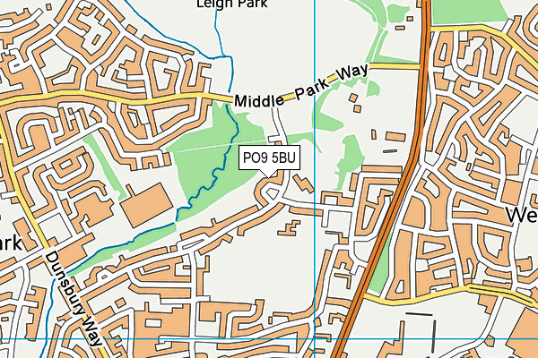 PO9 5BU map - OS VectorMap District (Ordnance Survey) PO9 5BU map - OS VectorMap District (Ordnance Survey)