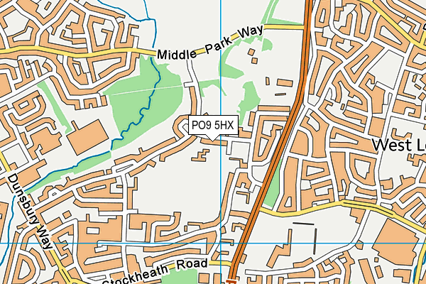 PO9 5HX map - OS VectorMap District (Ordnance Survey) PO9 5HX map - OS VectorMap District (Ordnance Survey)