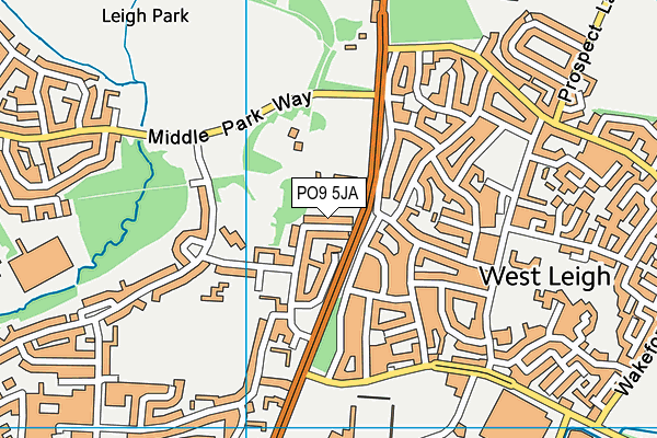 PO9 5JA map - OS VectorMap District (Ordnance Survey) PO9 5JA map - OS VectorMap District (Ordnance Survey)
