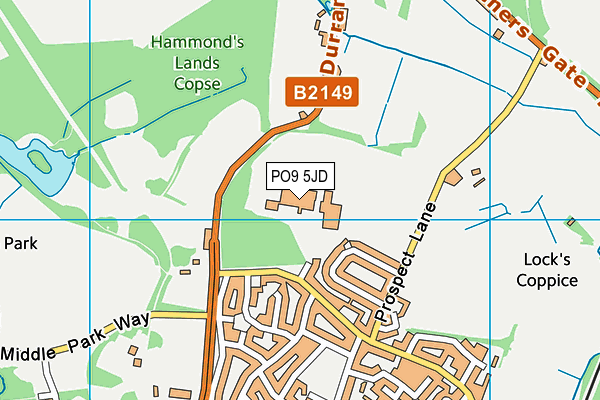 PO9 5JD map - OS VectorMap District (Ordnance Survey) PO9 5JD map - OS VectorMap District (Ordnance Survey)