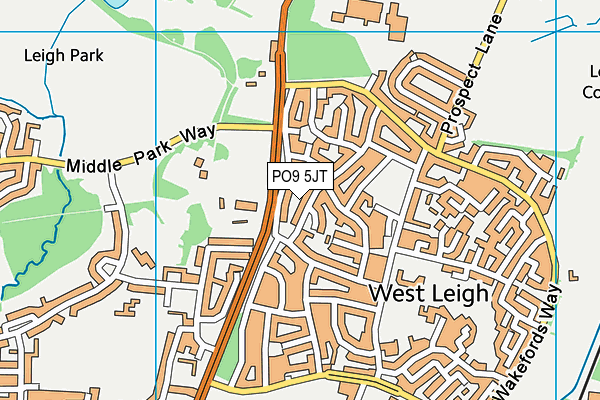 PO9 5JT map - OS VectorMap District (Ordnance Survey) PO9 5JT map - OS VectorMap District (Ordnance Survey)
