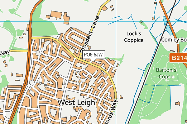 PO9 5JW map - OS VectorMap District (Ordnance Survey)