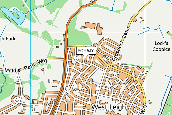 PO9 5JY map - OS VectorMap District (Ordnance Survey)