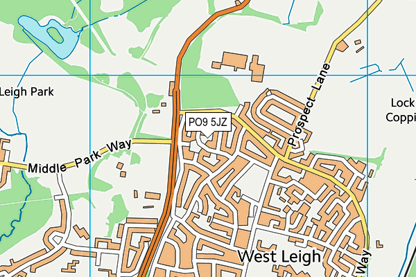 PO9 5JZ map - OS VectorMap District (Ordnance Survey) PO9 5JZ map - OS VectorMap District (Ordnance Survey)