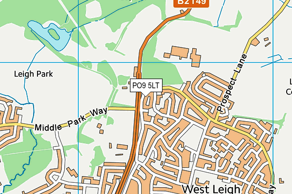 PO9 5LT map - OS VectorMap District (Ordnance Survey) PO9 5LT map - OS VectorMap District (Ordnance Survey)