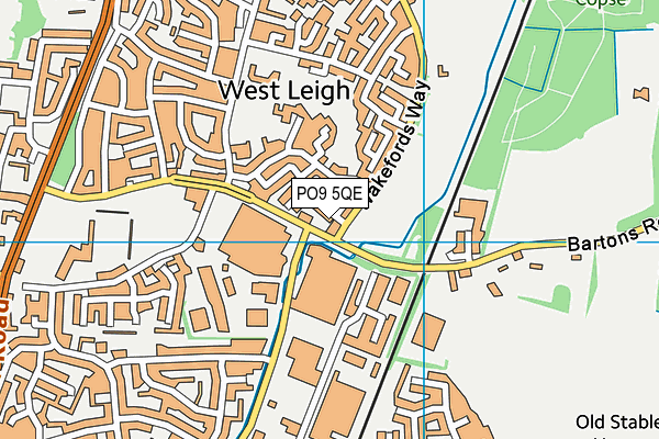 PO9 5QE map - OS VectorMap District (Ordnance Survey) PO9 5QE map - OS VectorMap District (Ordnance Survey)