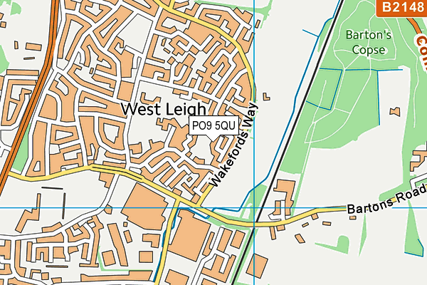 PO9 5QU map - OS VectorMap District (Ordnance Survey) PO9 5QU map - OS VectorMap District (Ordnance Survey)