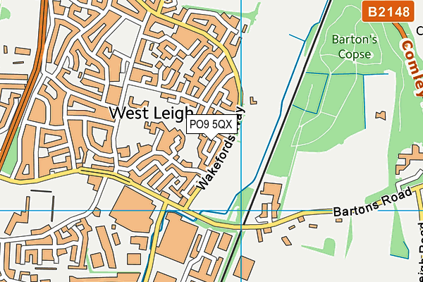 PO9 5QX map - OS VectorMap District (Ordnance Survey) PO9 5QX map - OS VectorMap District (Ordnance Survey)