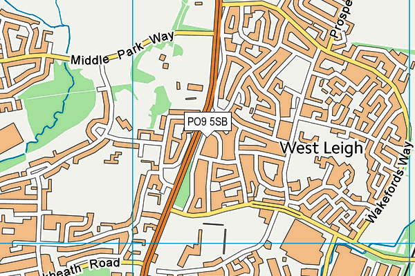 PO9 5SB map - OS VectorMap District (Ordnance Survey) PO9 5SB map - OS VectorMap District (Ordnance Survey)