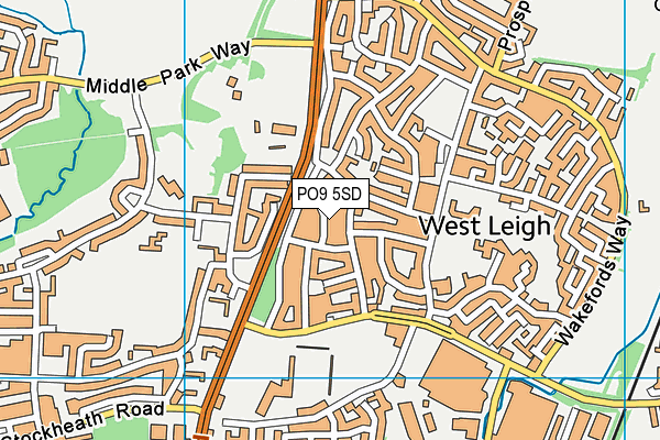 PO9 5SD map - OS VectorMap District (Ordnance Survey)