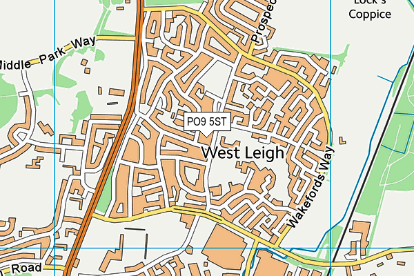 PO9 5ST map - OS VectorMap District (Ordnance Survey)