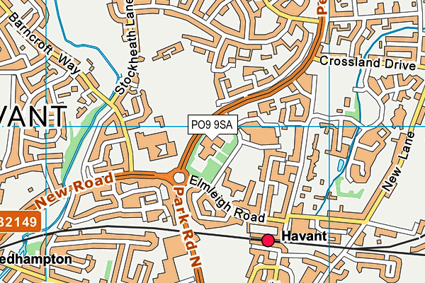 PO9 9SA map - OS VectorMap District (Ordnance Survey) PO9 9SA map - OS VectorMap District (Ordnance Survey)