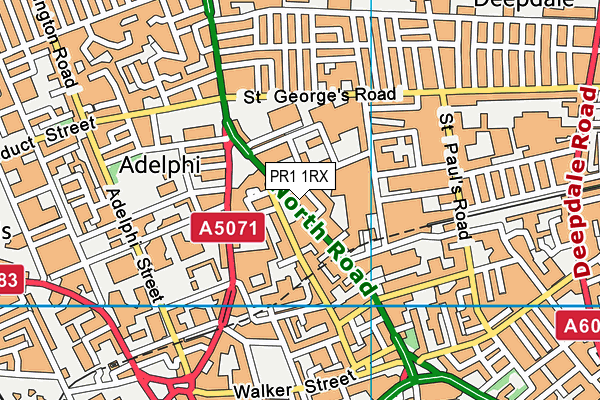 PR1 1RX map - OS VectorMap District (Ordnance Survey) PR1 1RX map - OS VectorMap District (Ordnance Survey)