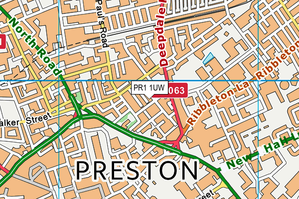 PR1 1UW map - OS VectorMap District (Ordnance Survey)