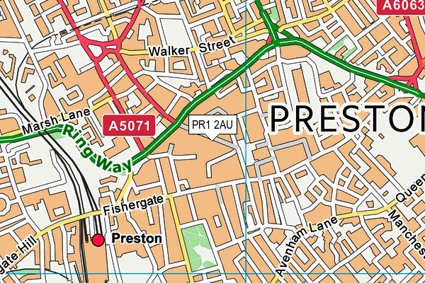 PR1 2AU map - OS VectorMap District (Ordnance Survey) PR1 2AU map - OS VectorMap District (Ordnance Survey)