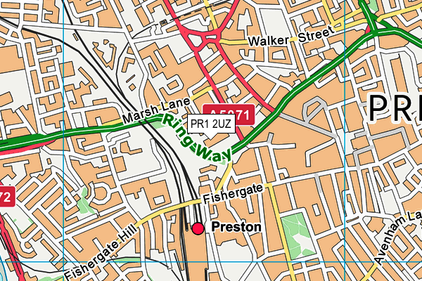 PR1 2UZ map - OS VectorMap District (Ordnance Survey) PR1 2UZ map - OS VectorMap District (Ordnance Survey)