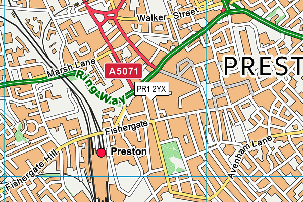 PR1 2YX map - OS VectorMap District (Ordnance Survey) PR1 2YX map - OS VectorMap District (Ordnance Survey)